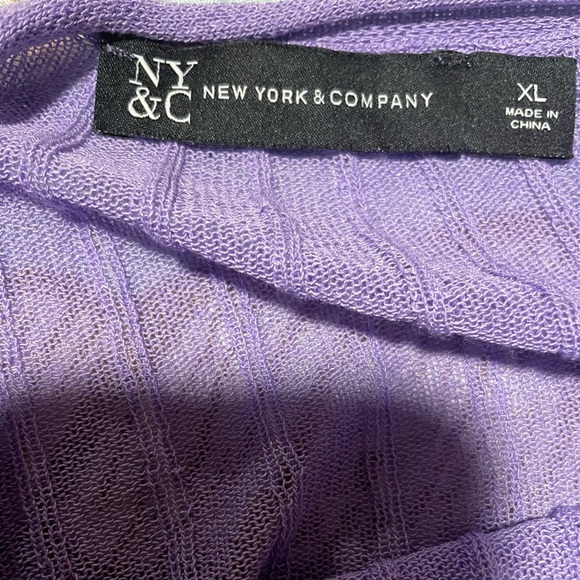 New York & Company V neck Ribbed Mint and Lavender Cardigan - Picture 10 of 12